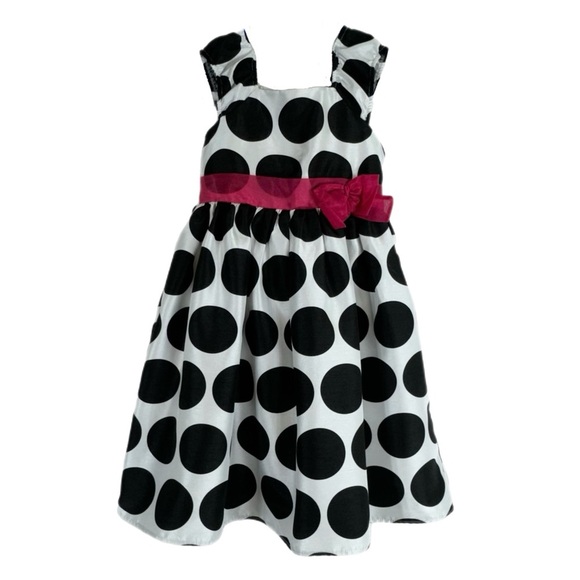 Cherokee Girl’s Black & White Polka Dot Special Event Party Dress - Picture 1 of 6
